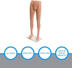 Male Plastic Mannequin Leg Form 46″ High Base Flesh Tone Man Legs Pants Shorts