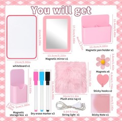 18 PCS Pink Locker Accessories Kit Back To School Decorations Supplies Girls