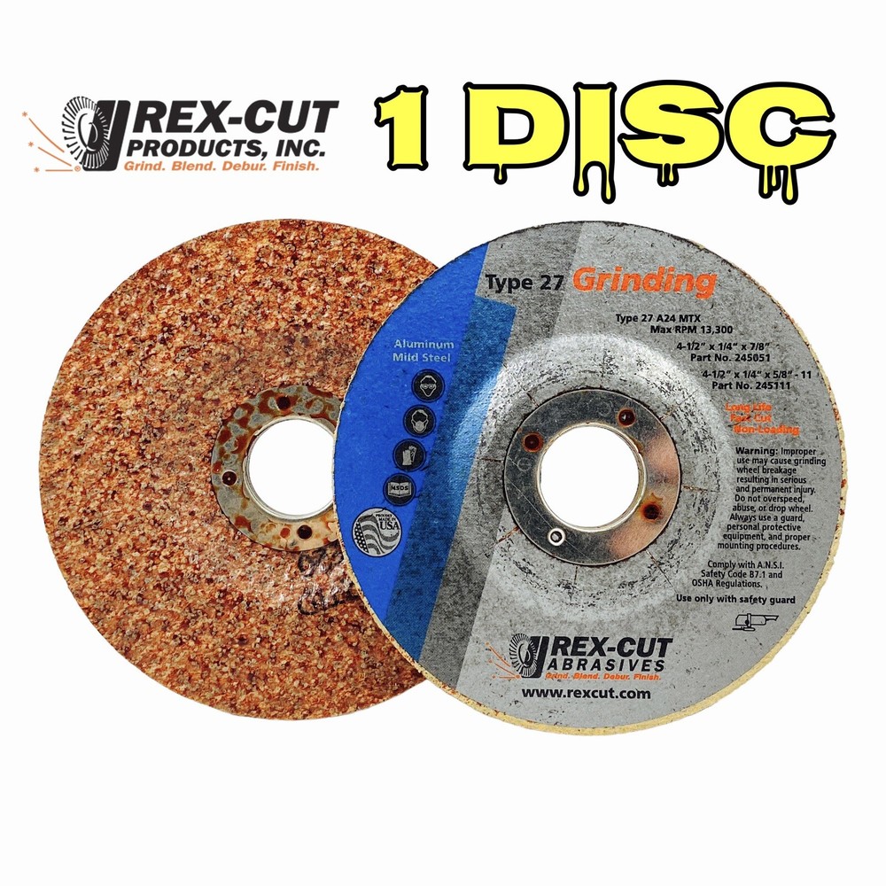 ☀️Rex-Cut 4-1/2″ A24 Cotton Fiber Grinding Blending Wheel, Fast Cut Weld Removal