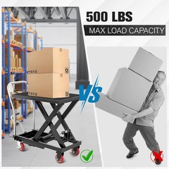500 LBS Hydraulic Lift Cart with Anti Slip Pad for Warehouse Workshop Black