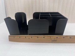 Choice 6-Compartment Bar Caddy Black Plastic Countertop Organizer Napkins Straws