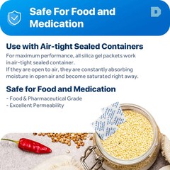 Silica Gel Packets – 50 pack -1g Moisture Absorber for Food & Electronics