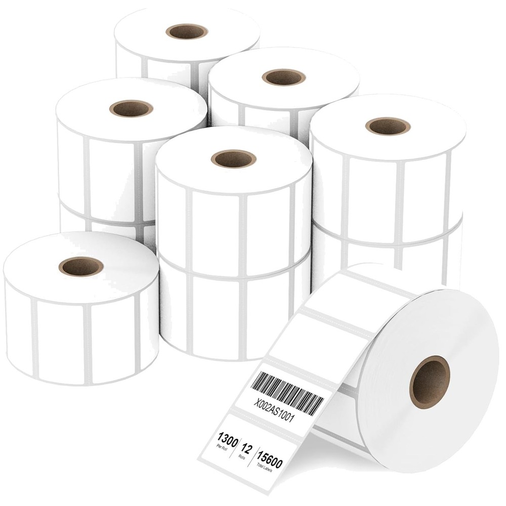 2″ x 1″ Direct Thermal Labels, 12 Rolls, 1300 Labels/Roll