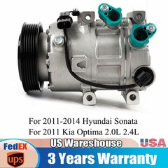 A/C Compressor w/ Clutch For 2011-2014 Hyundai Sonata/ 2011 Kia Optima 2.0L 2.4L