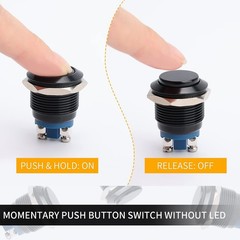5pcs 19mm Momentary Push Button Switch IP65 Waterproof Aluminum Alloy