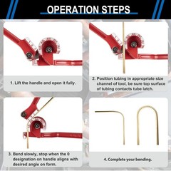3 In 1 Tubing Bender 0-180° Manual Pipe Bender 1/4 5/16 3/8 Inch Red