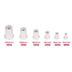 Flat Head Thread Insert Nut Metric Rivet Nut Assorment Kit M3 M4 M5 M6 M8 M10