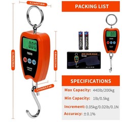 Digital Crane Scale 200kg 440lbs Handheld Hanging Scale for Farming Fishing