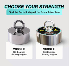 2000lb Strong 360 Degree Fishing Magnet for Magnetic Fishing, Strong Heavy Duty