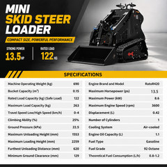 13.5HP Gas Engine Mini Skid Steer Loader Compact Stand On Loader w/Bucket EPA