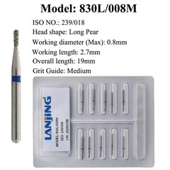 Dental Diamond Bur Pear 830 Long Pear 830L Coarse Medium FG 330 Burs High Speed
