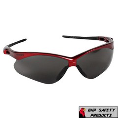 KLEENGUARD NEMESIS 22611 SAFETY GLASSES SMOKE LENS W/ RED FRAME SUNGLASSES 1/PR