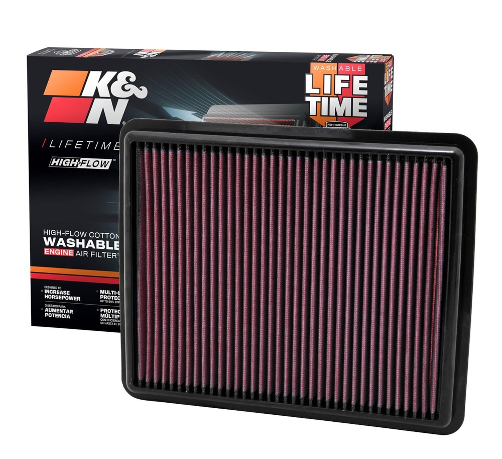 K&N High-Flow Original Lifetime Engine Air Filter: Increase Power: Premium, Was