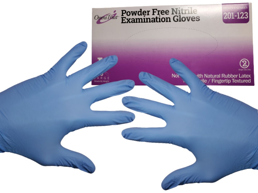 Blue Nitrile Examination Gloves, Small, Medium, Large, or XL – 100 Count✔