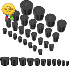26 Pack Solid Rubber Stoppers – 11 Assorted Sizes Stopper Plugs, 000# – 8# Sizes
