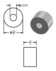 Aluminum Spacer 3/4″ OD x 1/4″ ID x Choose Your Length, Round Spacer Unthread…