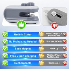 Mini Bag Sealer With Cutter And Magnet, 2 In 1 Rechargeable Vacuum Sealer Bag…