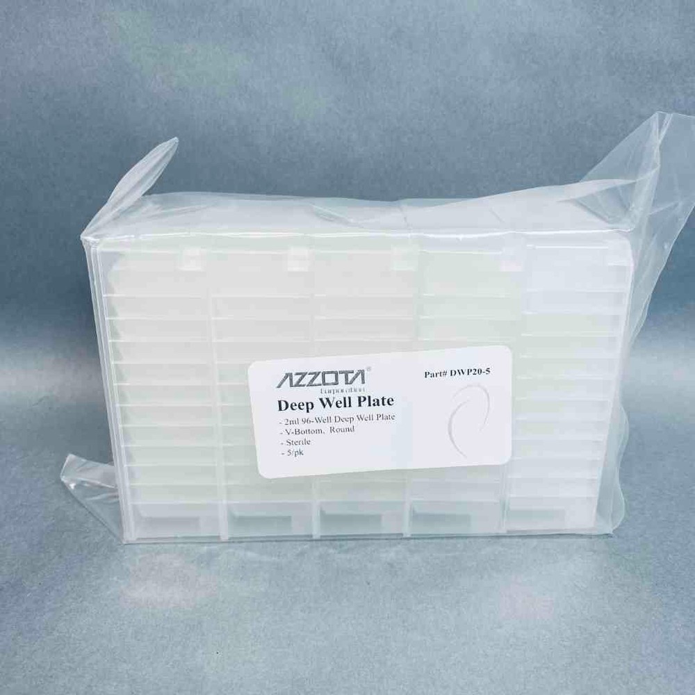 Azzota Deep Well Microplate V-Bottom 96 Well 2 ml Sterile Total of 25 Plates