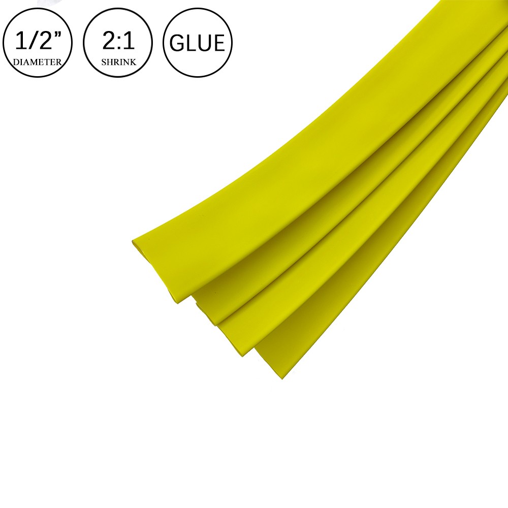 2:1 Heat Shrink Tubing Yellow Dual Wall Waterproof Glue Wires Wrap (LARGE SIZES)