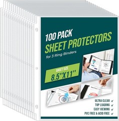 Sheet Protectors 8.5 x11 Inch Clear Page Protectors for 3 Ring Binder 100 Pack
