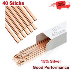 40 Sticks Brazing Rods AWS Bcup-5 15% Silver Solder Phos Copper Brazing Alloys
