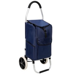 Foldable Black Shopping Trolley with WheelsWaterproof Removable Oxford Cloth Bag