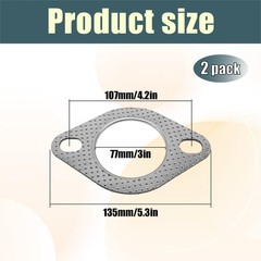 2PCS Car Exhaust Gasket, Ultra Seal 2-Bolt 3-Inch Exhaust Flange Gasket Standard