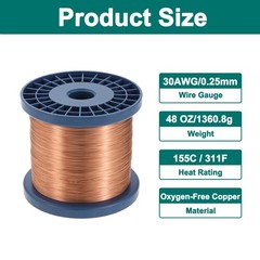 30 AWG Magnet Wire, 30 Gauge 48 oz Enameled Copper Wire, 155C(311F)