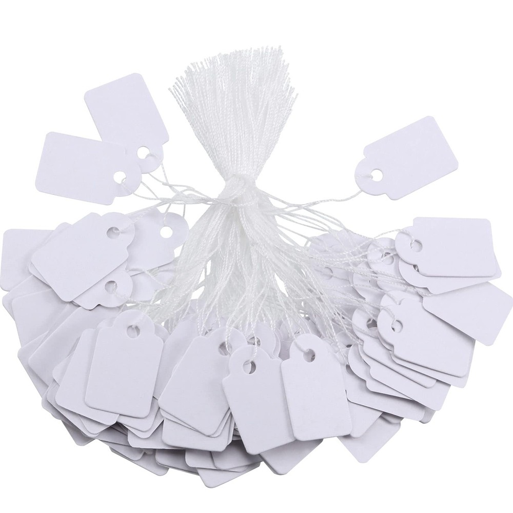 Small Price Tags with String 0.6×0.95 in White Blank marking 500 Pcs