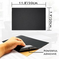 5pcs Parche Adhesivo Piel Sintetica 8x12in Negro Reparacion Sofa Asiento