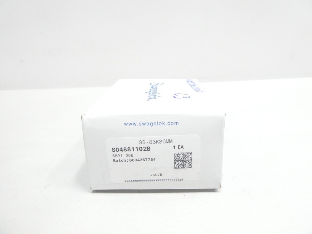 Swagelok SS-83KS6MM Manual Stainless Ball Valve 1/4in Tube