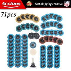 71PCS 2″ Roll Lock Sanding Discs Set W/ 1/4 Holder Die Grinder Quick Change Disc