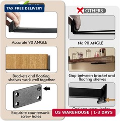 6 Pack Heavy Duty Shelf Brackets 6 inch, Floating Shelf Brackets(1/5″-Thick), L-
