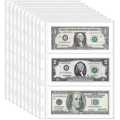 40 Sheets Currency Pages 3 Pockets Paper Money Protectors for 3 Ring Binders