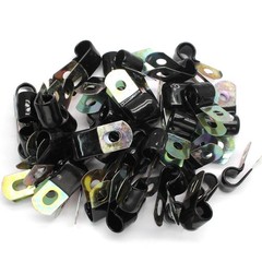 Litoexpe 50 Pcs 3/8 Inch Black Stainless Steel Cable Clamps, Inch,