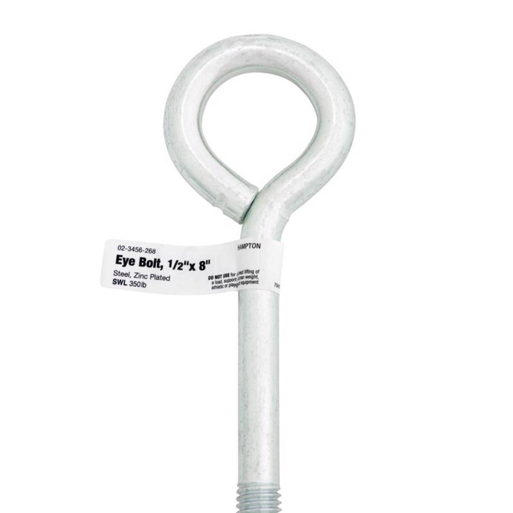 Hampton 1/2 in. X 8 in. L Zinc-Plated Steel Eyebolt Nut Included (Pack of 10)