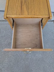 Vintage Industrial Mission Style Oak Wood Filing File Cabinet 2 Drawer Brass T52