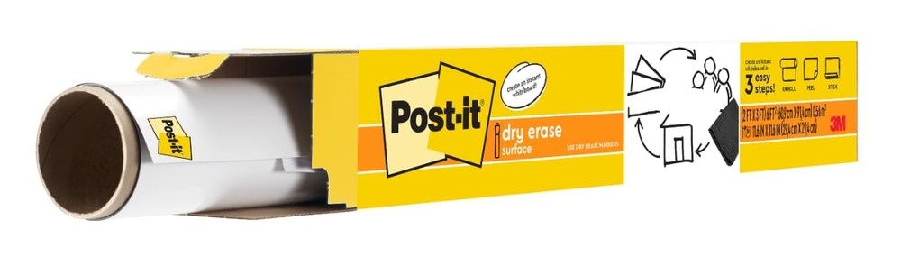 Post-it Dry Erase Whiteboard Film Surface for 4″W x 25.6″H, 3 Ft X 2