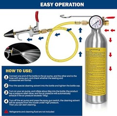 AC Flush Kit, Air Conditioner System Flush Canister Kit with Pressure Gauge