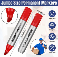 Fuutreo 16 Pcs Jumbo Size Permanent Markers Bulk Large Chisel Tip Permanent