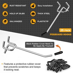 Pegboard Hooks, 25 Pack 4 inch Peg Board Organizer Accessories for Hanging Fit 1