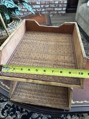Bamboo Woven Rattan 2 Tiered Desk Organizer, Burnished 🔥 Good Condition