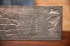 Vtg printing block letterpress typeset newspaper stamp salesman general store