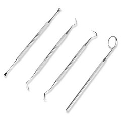 Dental Cleaning Kit 4pc Stainless Steel Tartar Scaler Teeth Whitening Tools Set