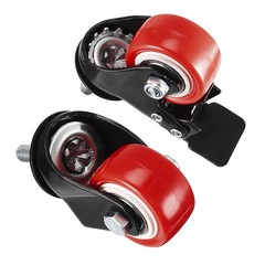 1.5 Inch Swivel Caster Wheel PU Threaded Stem 4 Pcs(2 with Brake, 2 No Brake)