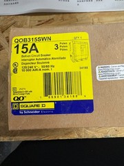 SQUARE D 3 POLE 15 AMP BREAKER # QOB315SWN