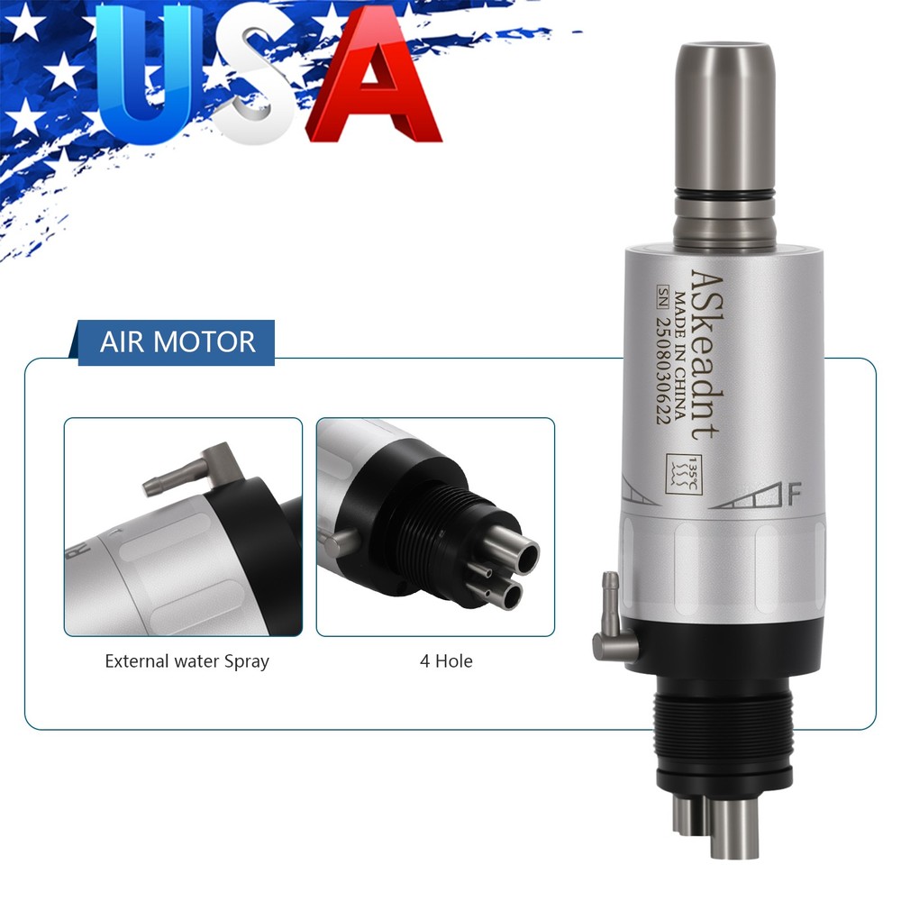 ASkeadnt Dental Low Speed Handpiece Air Motor E-type 4 Holes Micromotor NEW