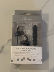 Ativa Wireless Magnetic Earbuds, Dark Blue, Bluetooth Connect Tablets Computers