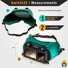 KwikSafety EAGLE EYES Welding Goggles ANSI Anti Fog Flip-Up #5 Lens + #10 Lens