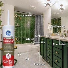 GE Advanced Silicone Caulk for Kitchen & Bathroom, White, 10 fl oz Cartridge, 1